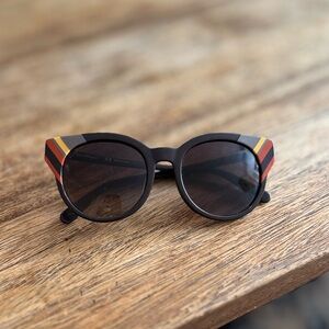 Salvatore Ferragamo Black Sunglasses with Red and Yellow Accents